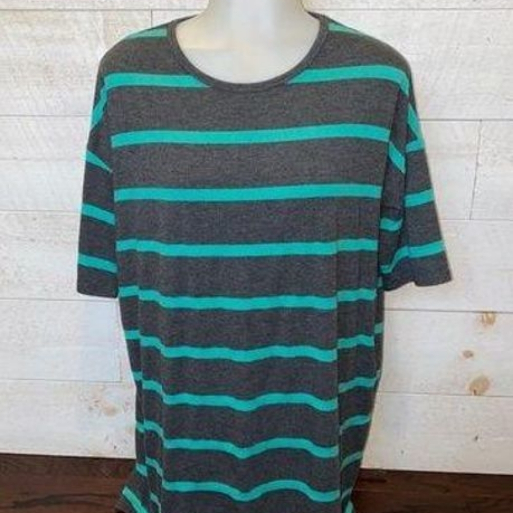 LuLaRoe Gray & Teal Striped Irma TunicSIZE L